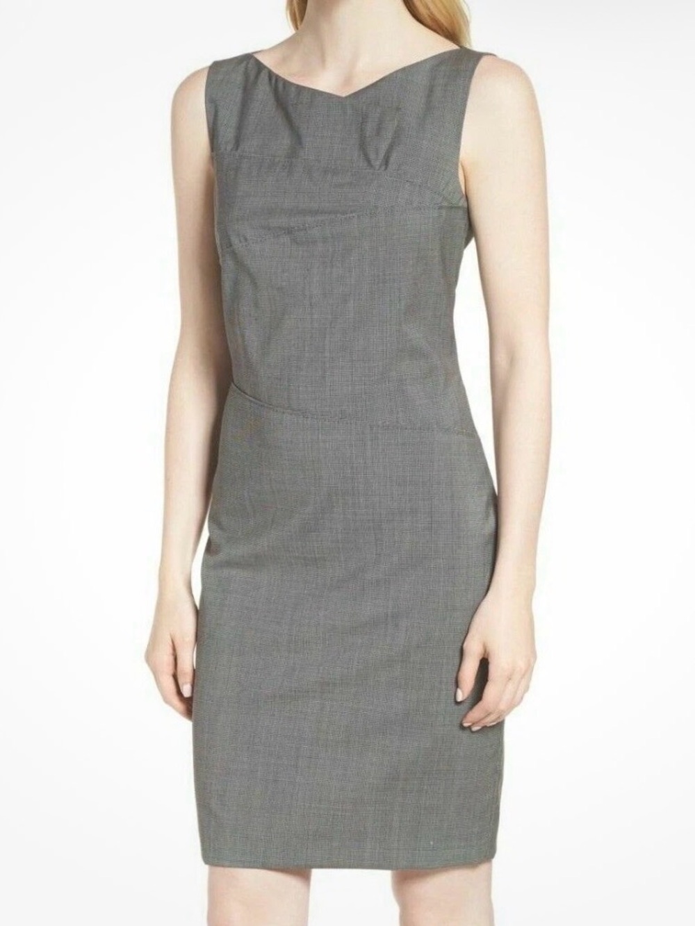 BOSS Hugo Boss Wool Sheath Dress Grey Houndstooth Size 6 Office